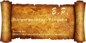 Burgermeister Piroska névjegykártya